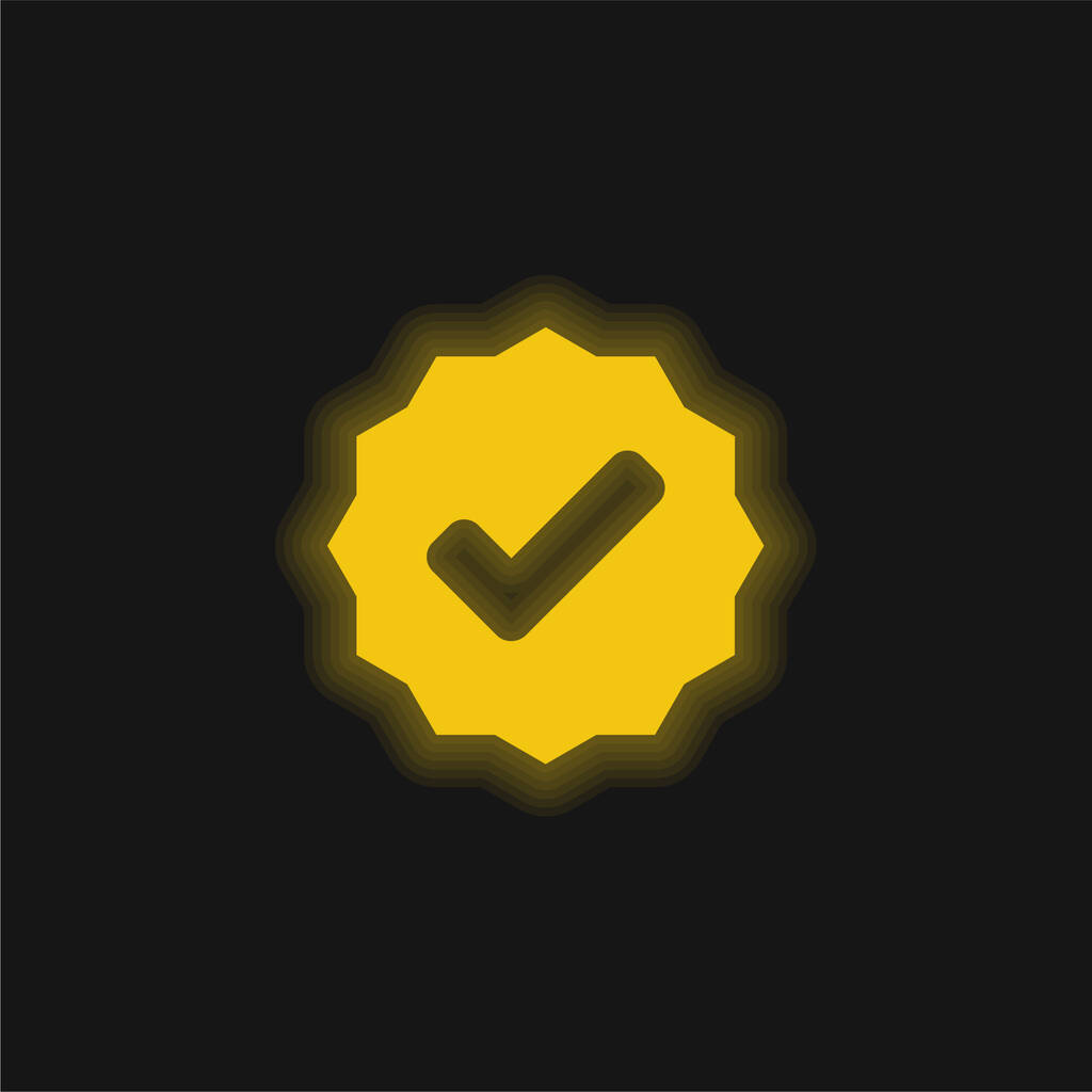 Señal aprobada amarillo brillante icono de neón - Vector, imagen