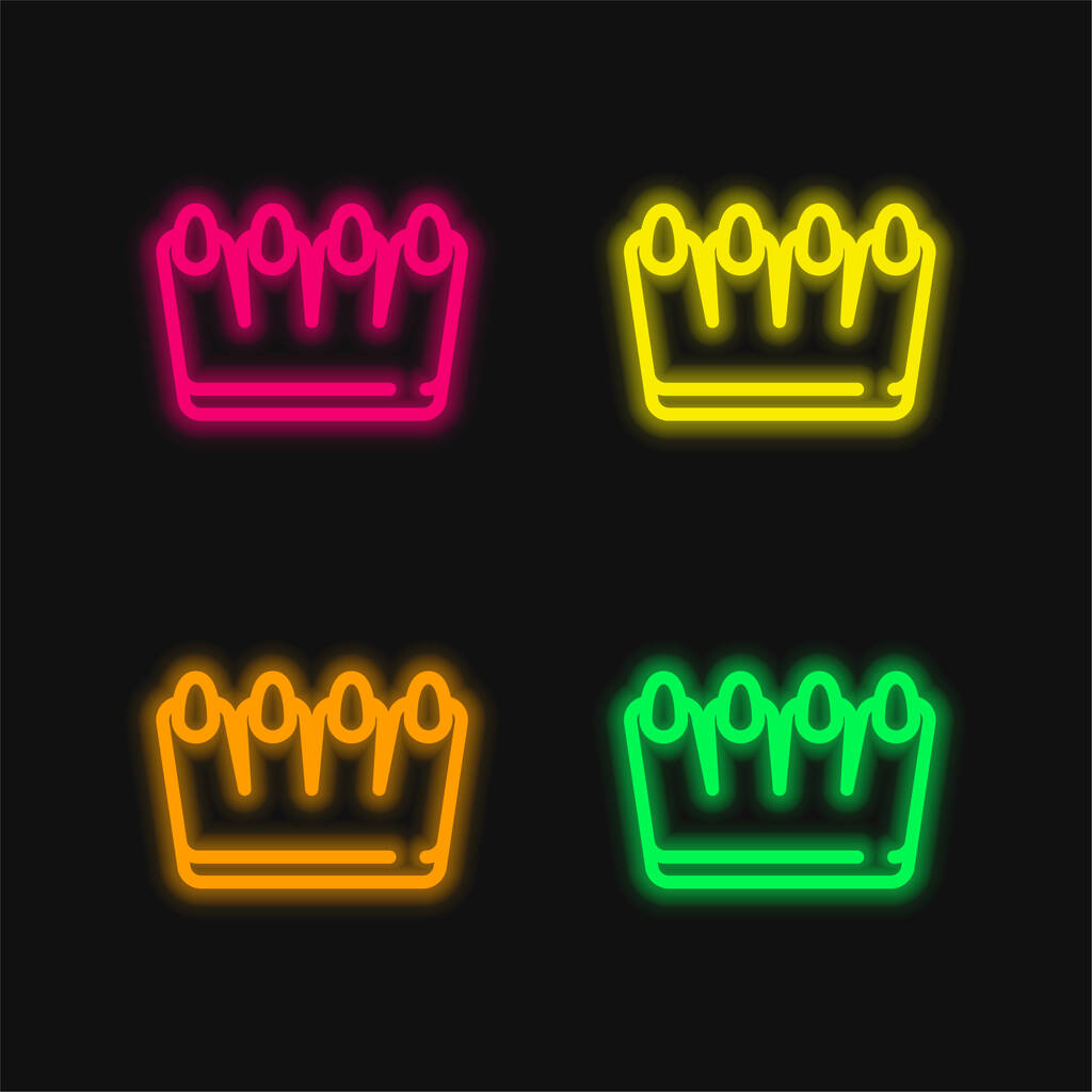 Bear Claw four color glowing neon vector icon - Vector, Image