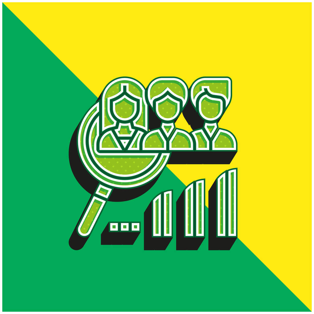 Analiza Zielone i żółte nowoczesne logo ikony wektora 3D - Wektor, obraz