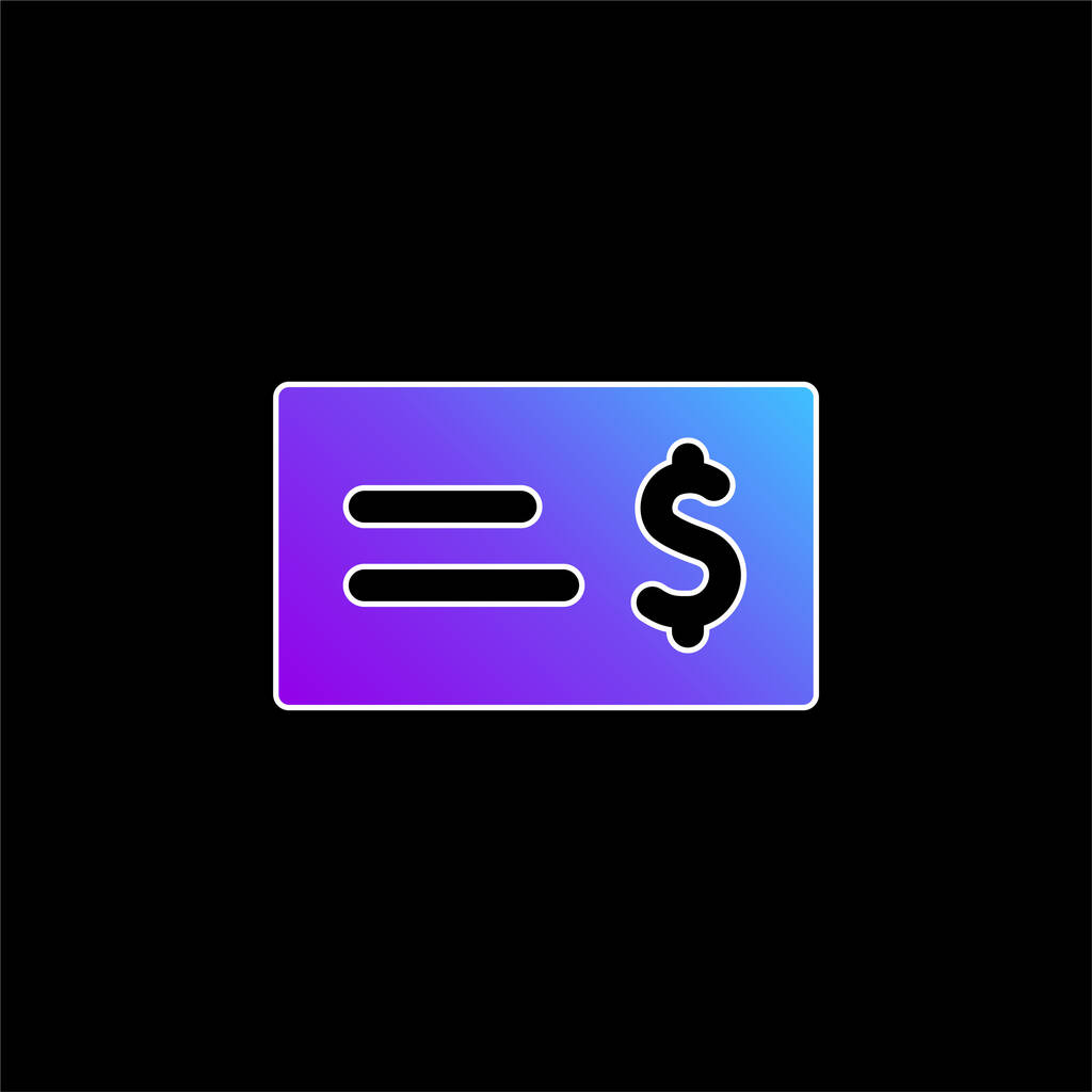 Bank Check icône vectorielle de dégradé bleu - Vecteur, image