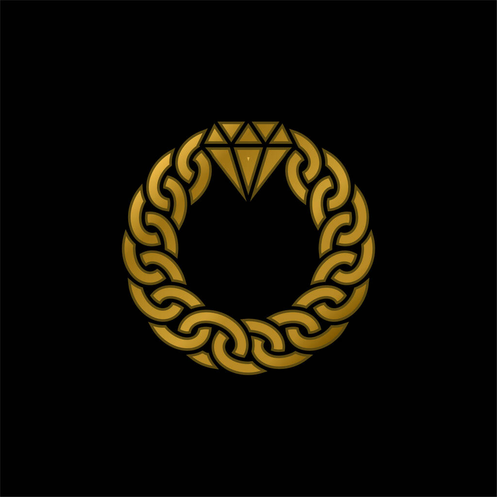 Pulseira banhado a ouro ícone metálico ou vetor logotipo - Vetor, Imagem