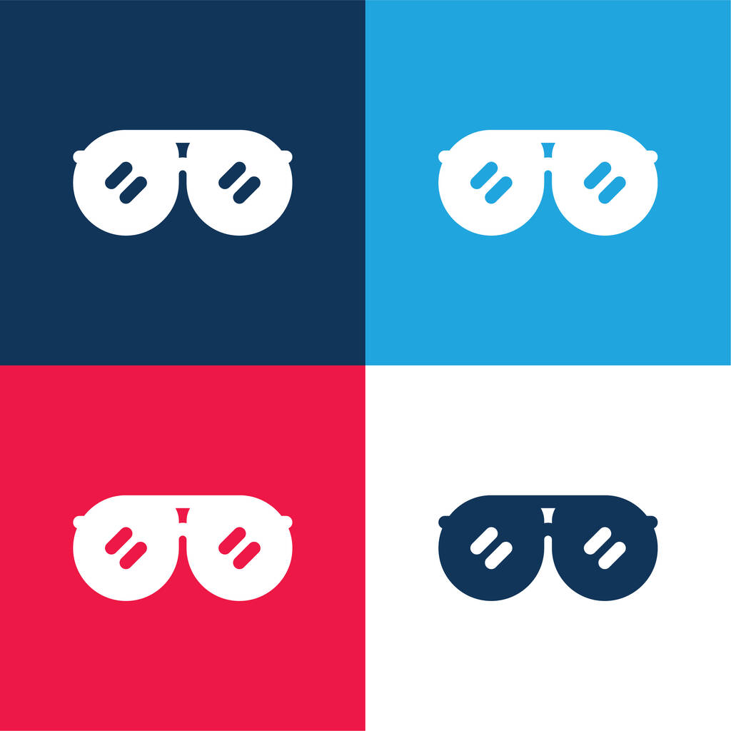 Accessory blue and red four color minimal icon set - Vector, Image