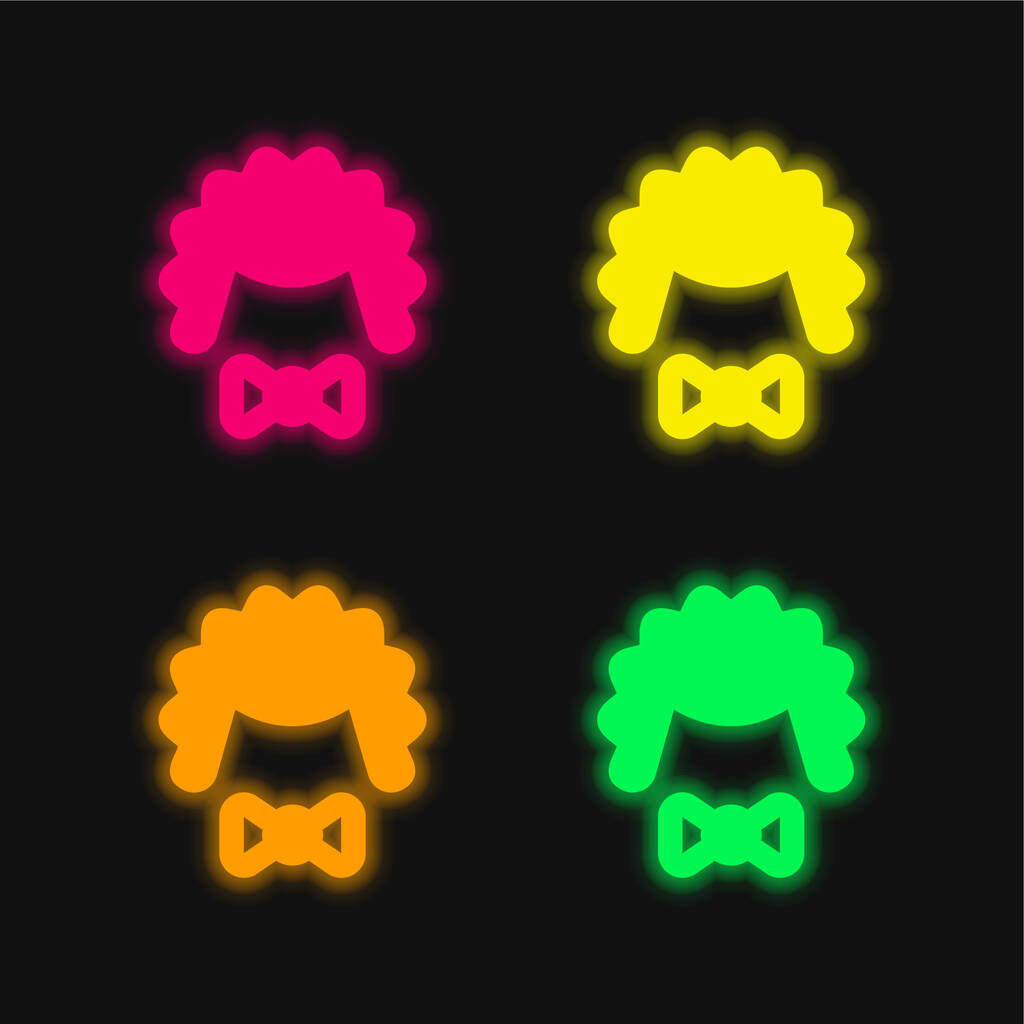 Bowtie négy színű izzó neon vektor ikon - Vektor, kép