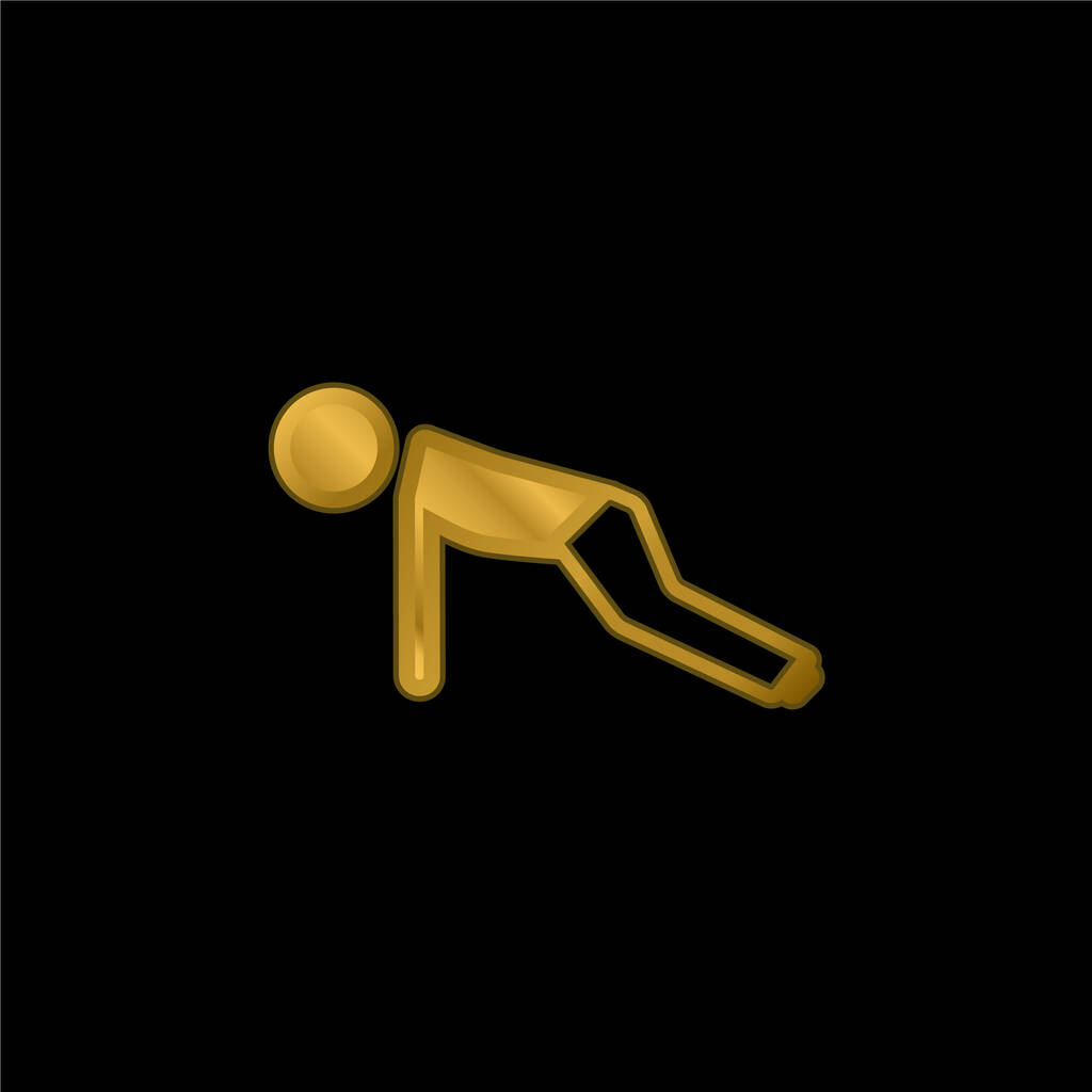 Boy Doing Pushups chapado en oro icono metálico o logo vector - Vector, Imagen