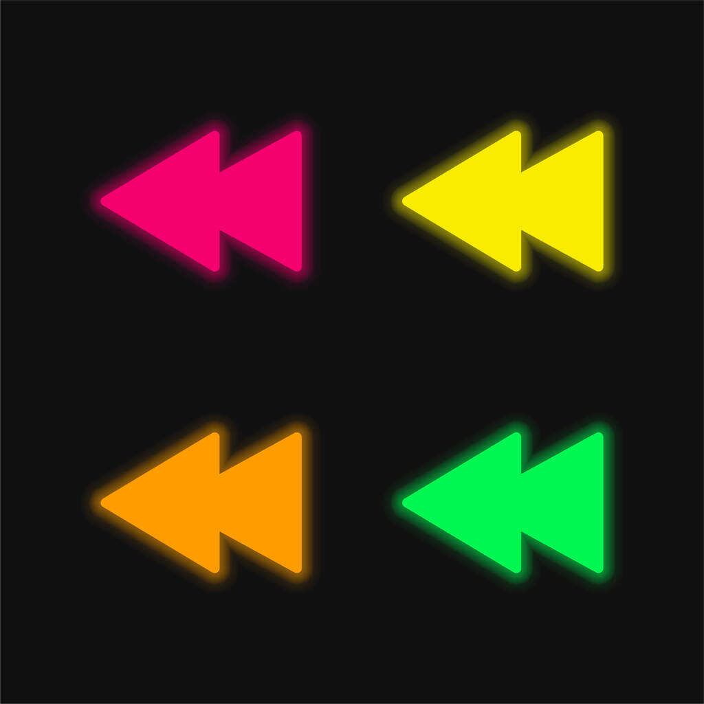Rückwärts leuchtende Neon-Vektorsymbole in vier Farben - Vektor, Bild