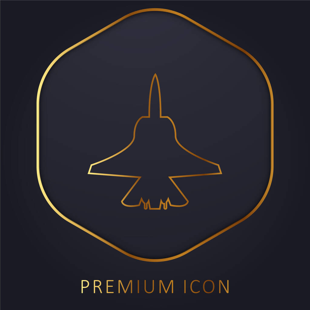 Airplane Bottom Shape golden line premium logo or icon - Vector, Image