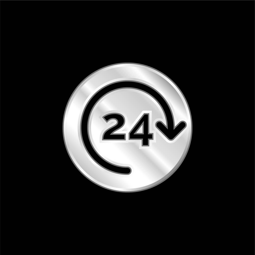 Icono metálico plateado de 24 horas - Vector, imagen