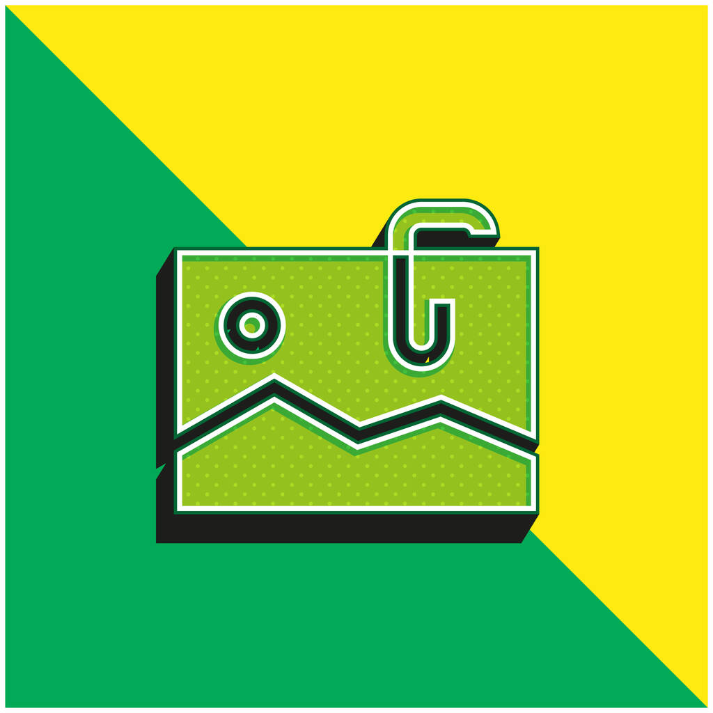 Befestigtes grünes und gelbes modernes 3D-Vektorsymbol-Logo - Vektor, Bild