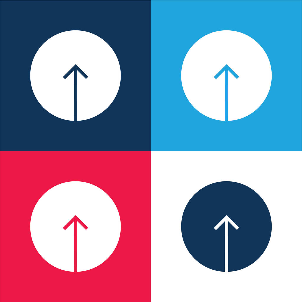 Flecha hacia arriba dentro de un botón circular azul y rojo conjunto de iconos mínimos de cuatro colores - Vector, Imagen