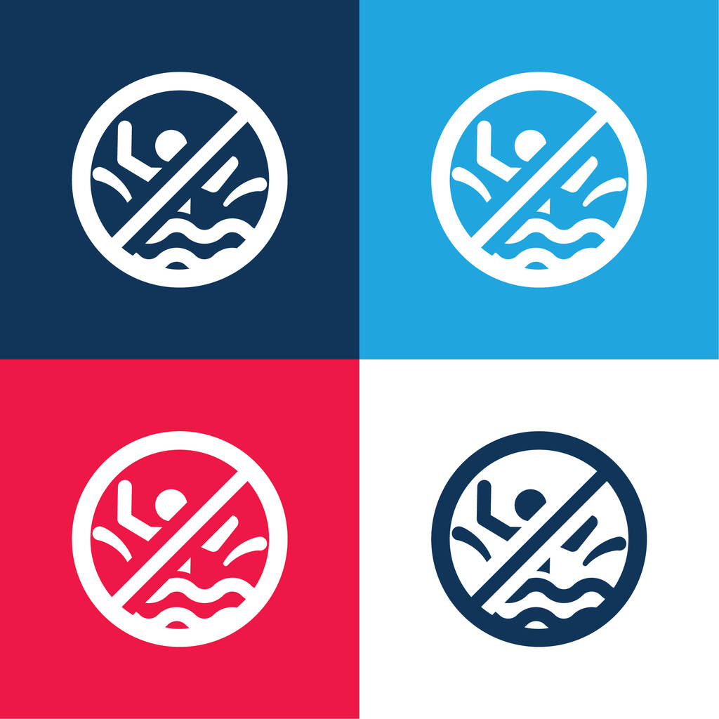 Bombing blue and red four color minimal icon set - Vector, Image