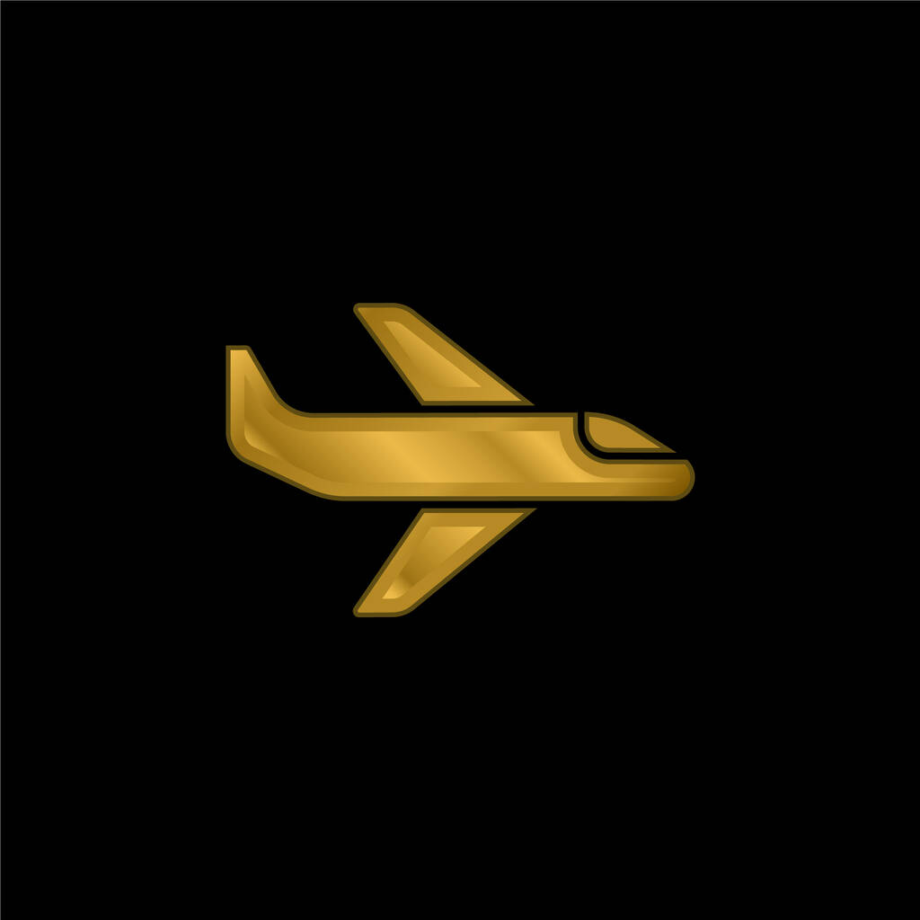 飛行機の金メッキ金属アイコンやロゴベクトル - ベクター画像