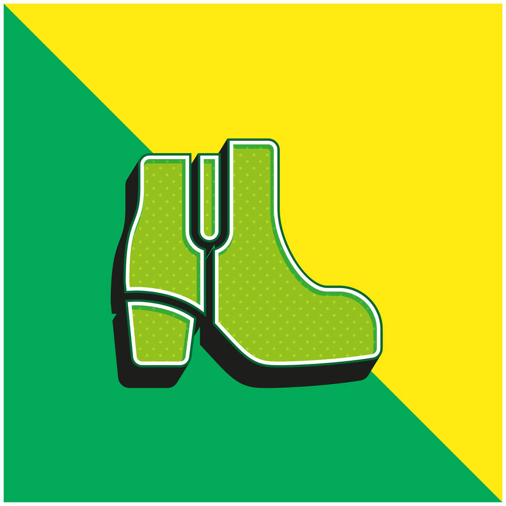 Boot Green and yellow modern 3d vector icon logo - Vector, Image