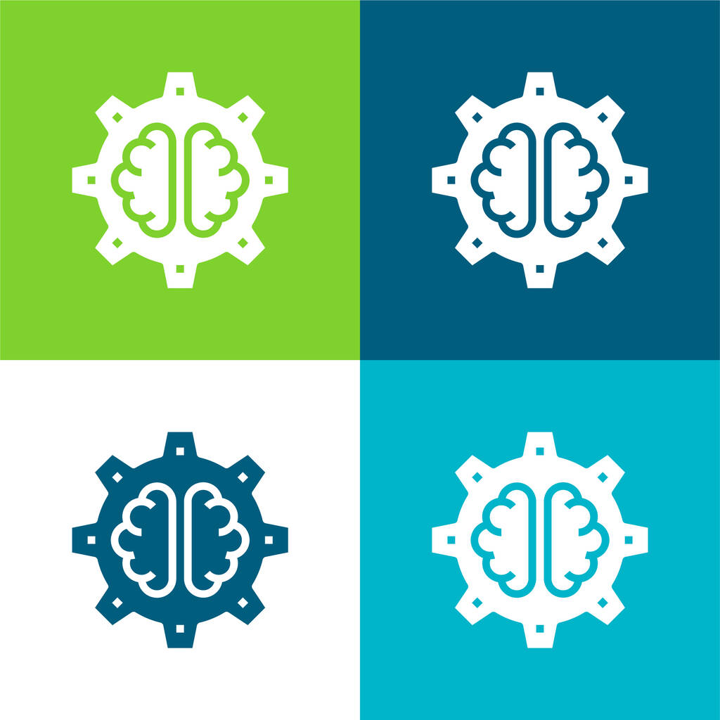 AI Flat cztery kolory minimalny zestaw ikon - Wektor, obraz