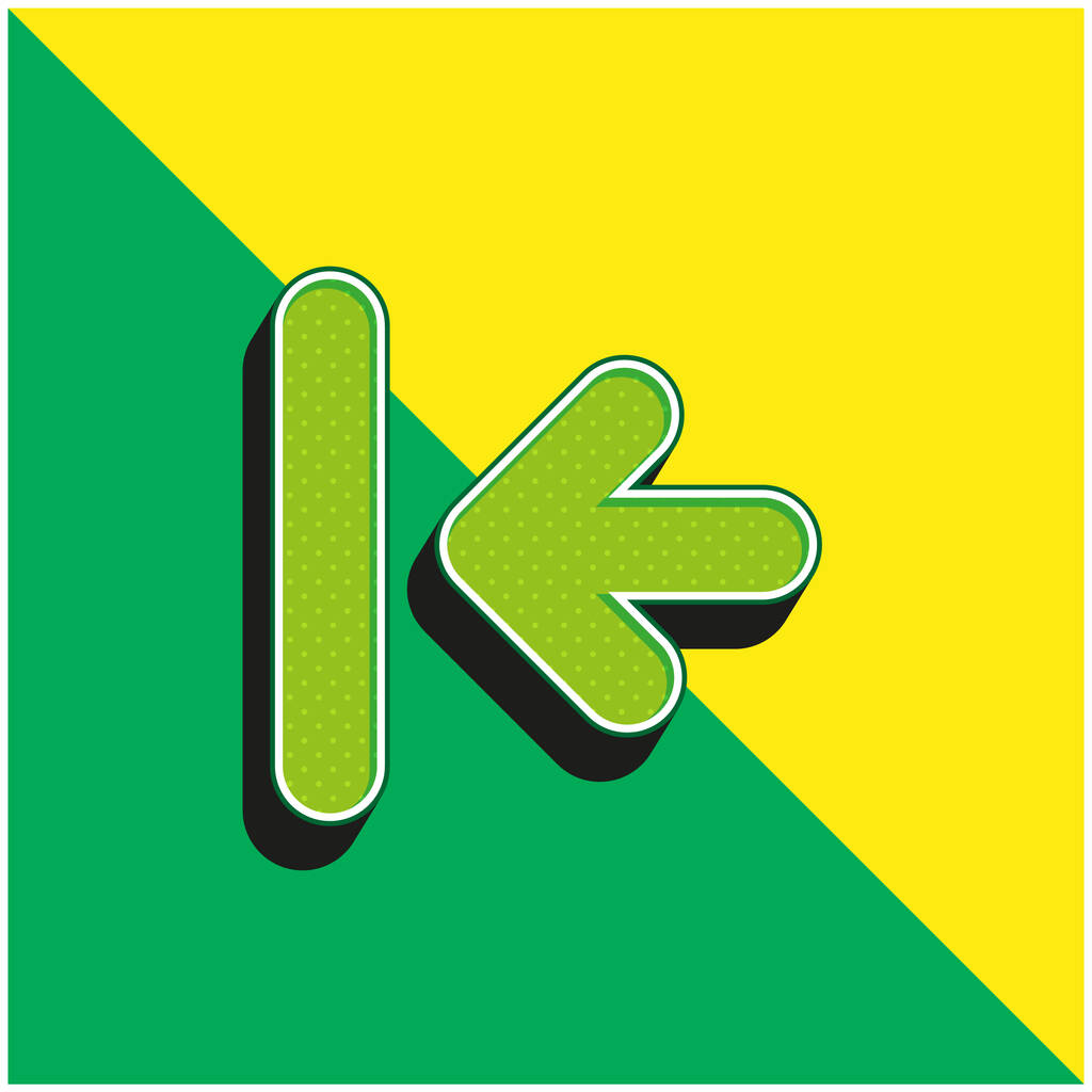 Seta traseira para a primeira faixa verde e amarelo moderno logotipo vetor 3d ícone - Vetor, Imagem