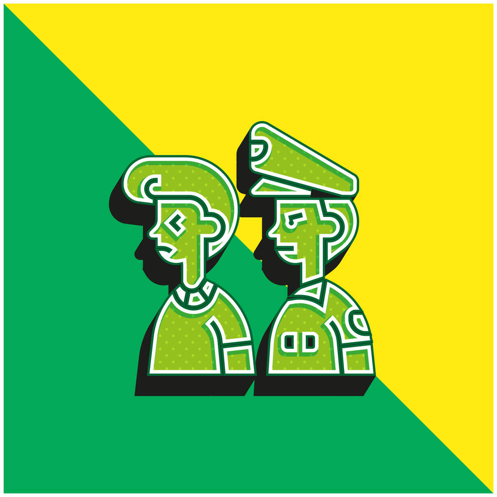 Verhaftet Grünes und gelbes modernes 3D-Vektor-Symbol-Logo - Vektor, Bild