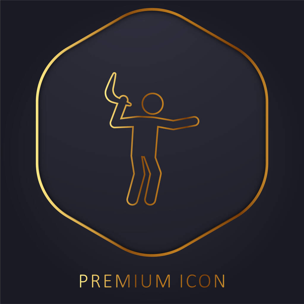 Boomerang linha dourada logotipo premium ou ícone - Vetor, Imagem