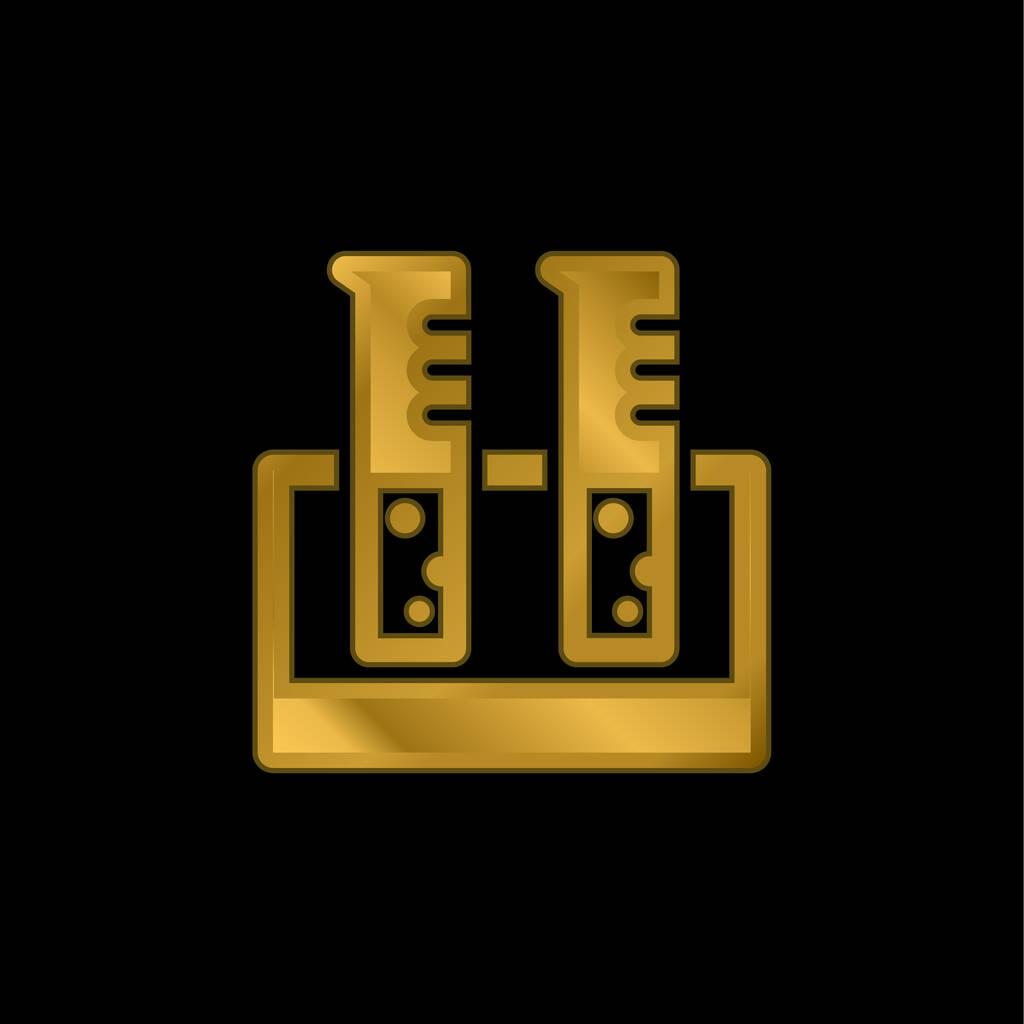 vaso de precipitados Cristal chapado en oro icono metálico o logotipo vector - Vector, Imagen