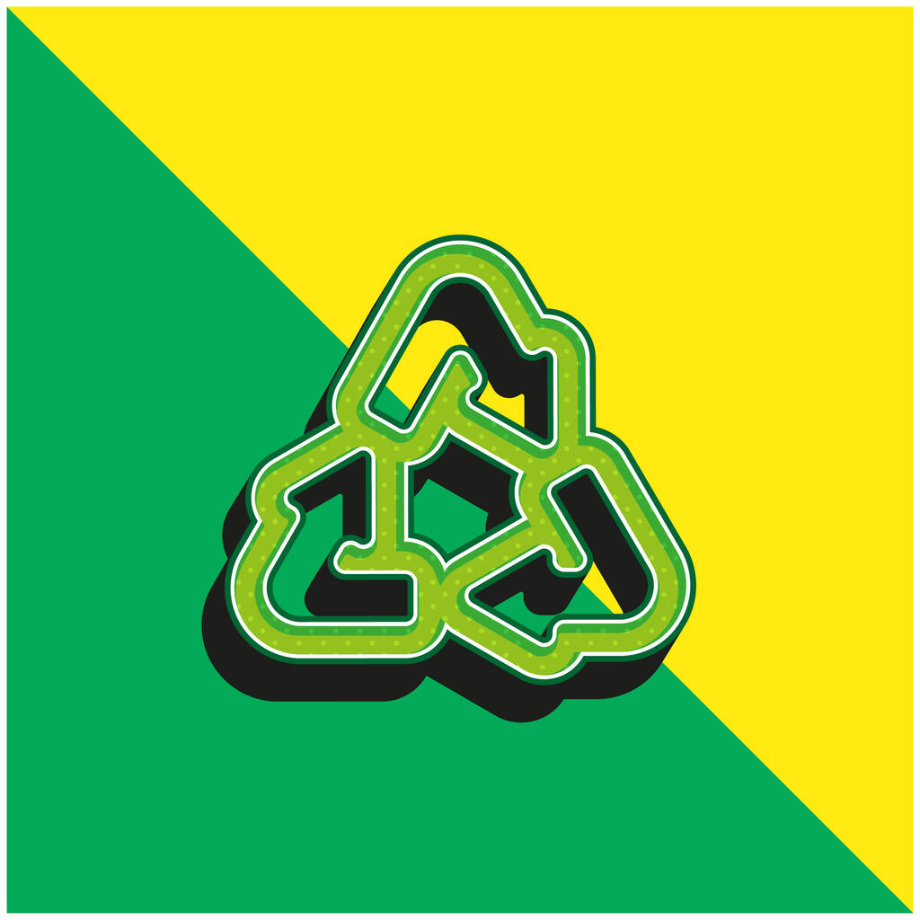 Arrows Recycling Triangle Outline Zöld és sárga modern 3D vektor ikon logó - Vektor, kép