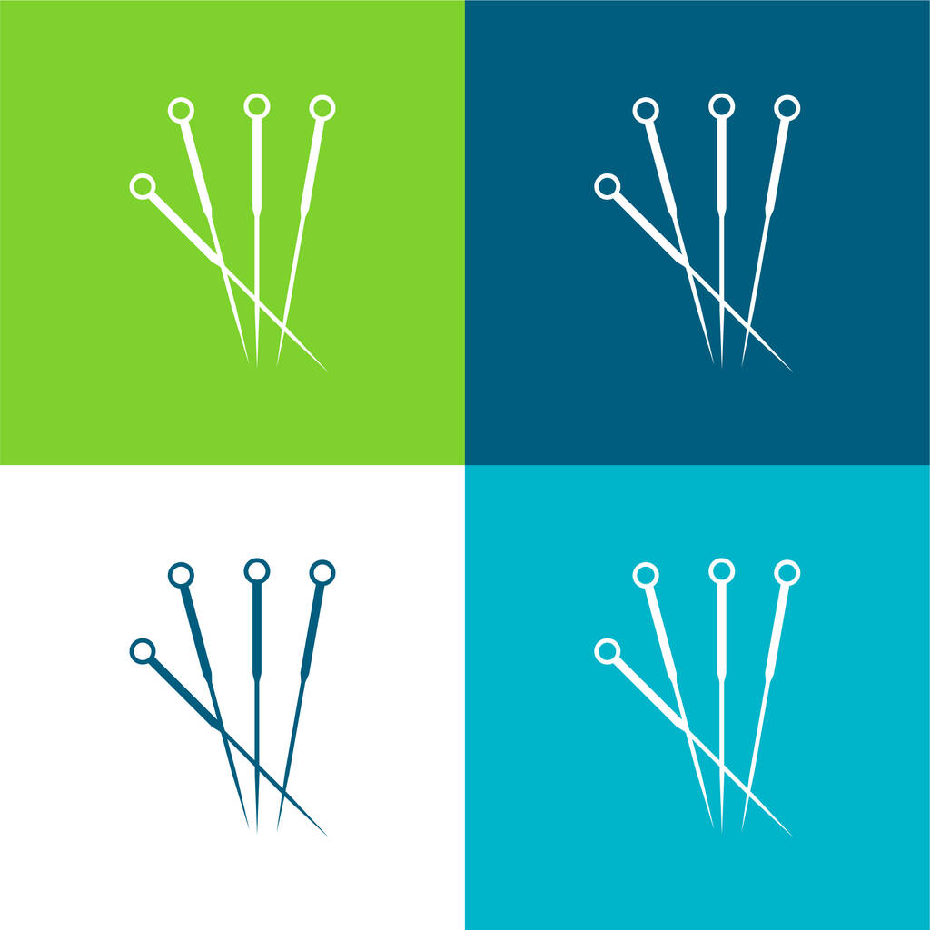 Agujas de acupuntura Plano de cuatro colores mínimo icono conjunto - Vector, imagen