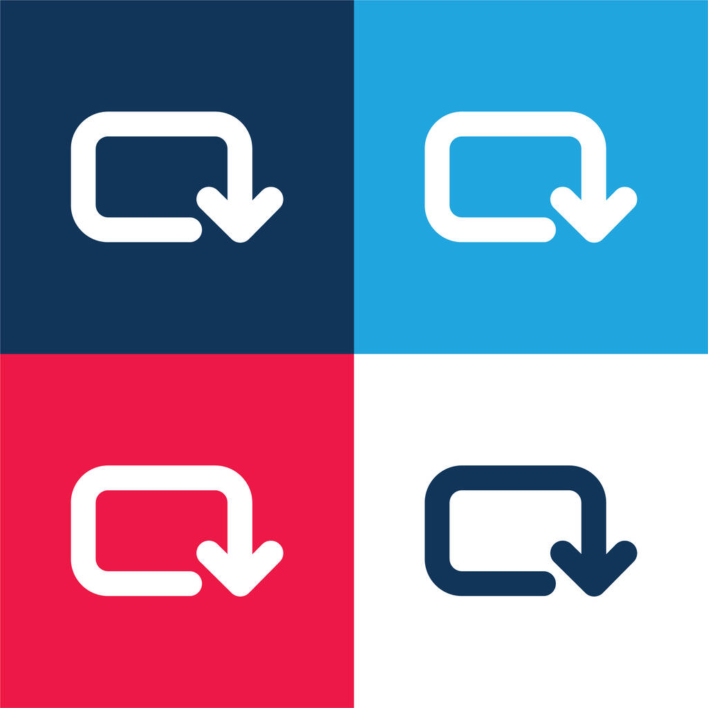 Flecha De Redondeado Rectangular En sentido horario Rotación azul y rojo de cuatro colores mínimo icono conjunto - Vector, Imagen