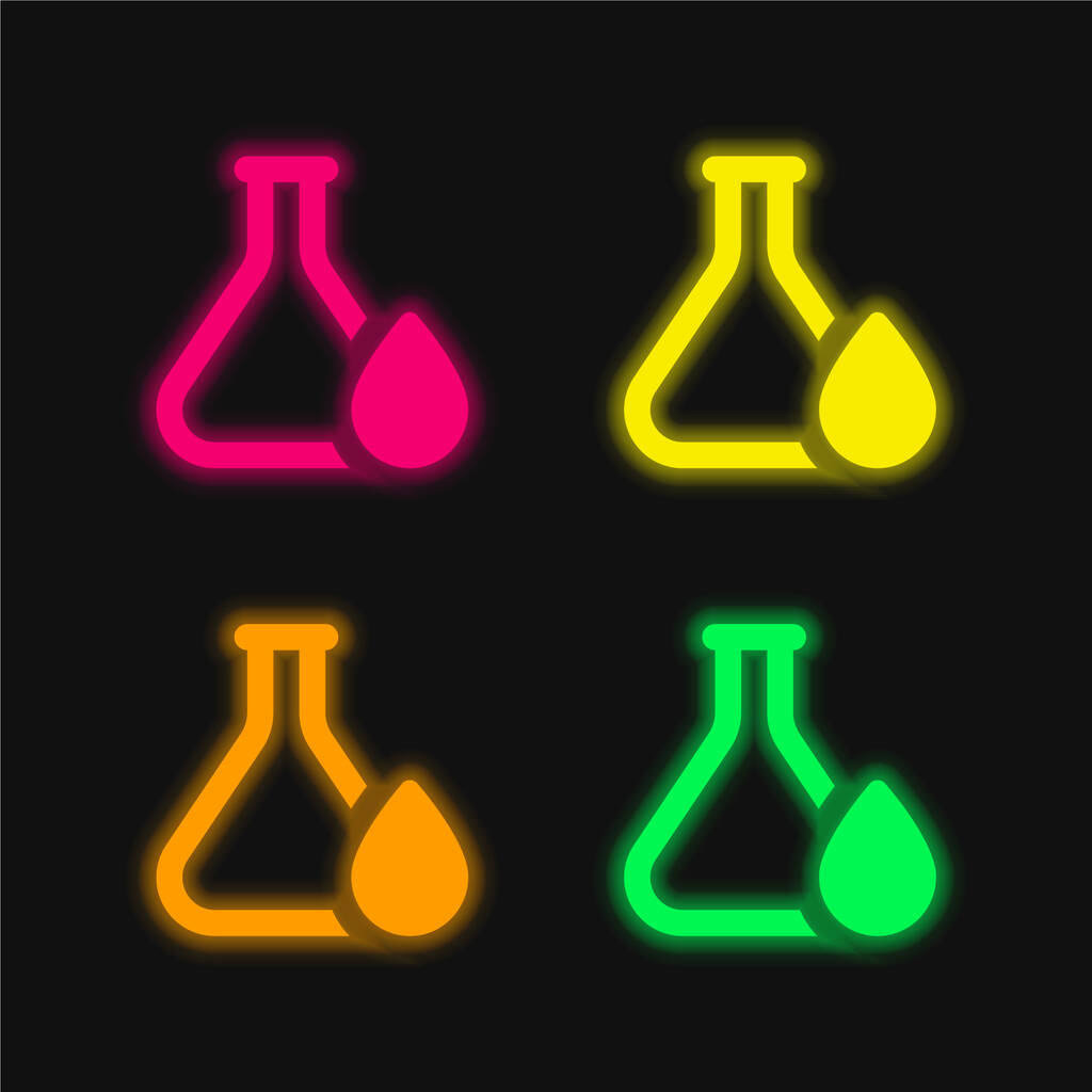 Veripisara neljä väriä hehkuva neon vektori kuvake - Vektori, kuva