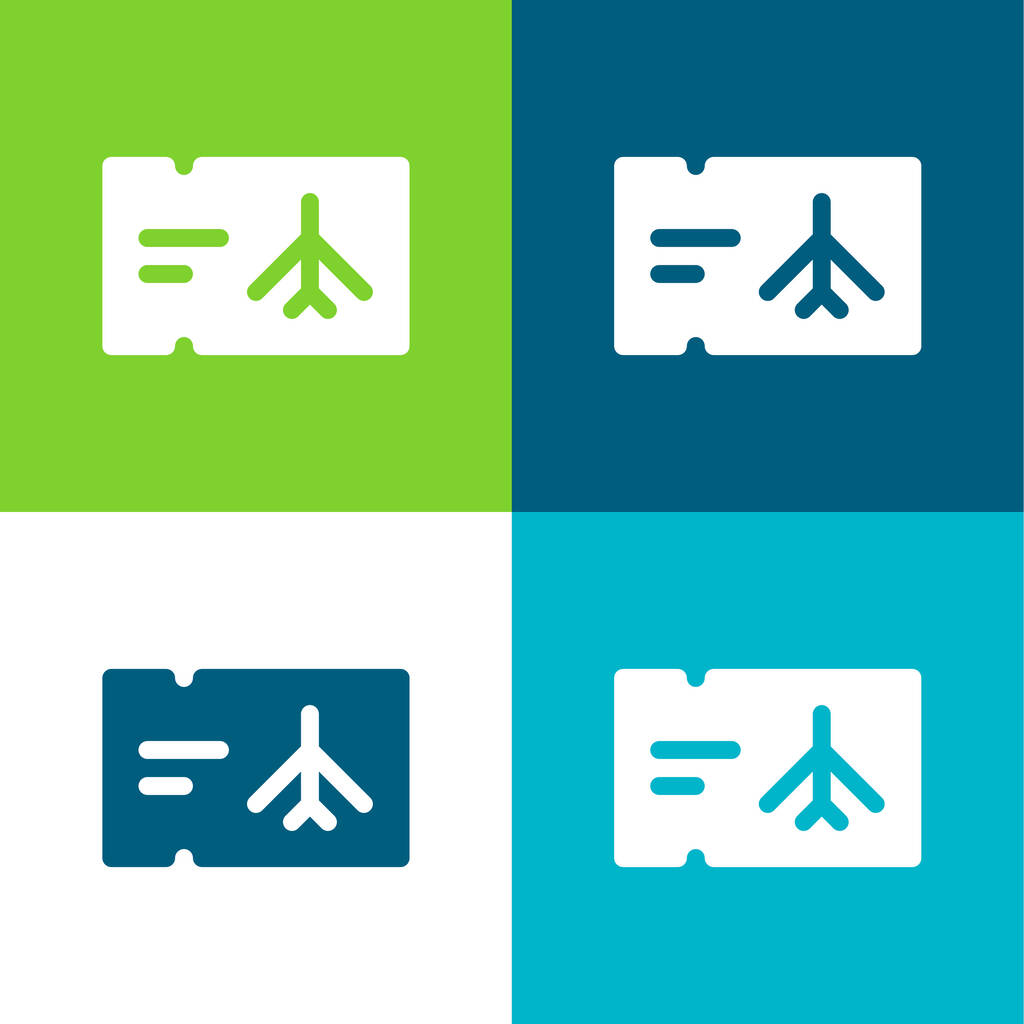 Letenka Flat čtyři barvy minimální ikona nastavena - Vektor, obrázek