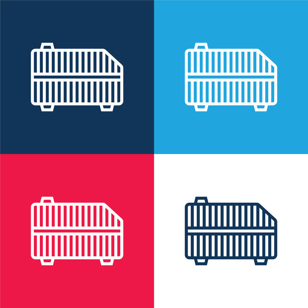 Filtro de aire azul y rojo conjunto de iconos mínimo de cuatro colores - Vector, Imagen