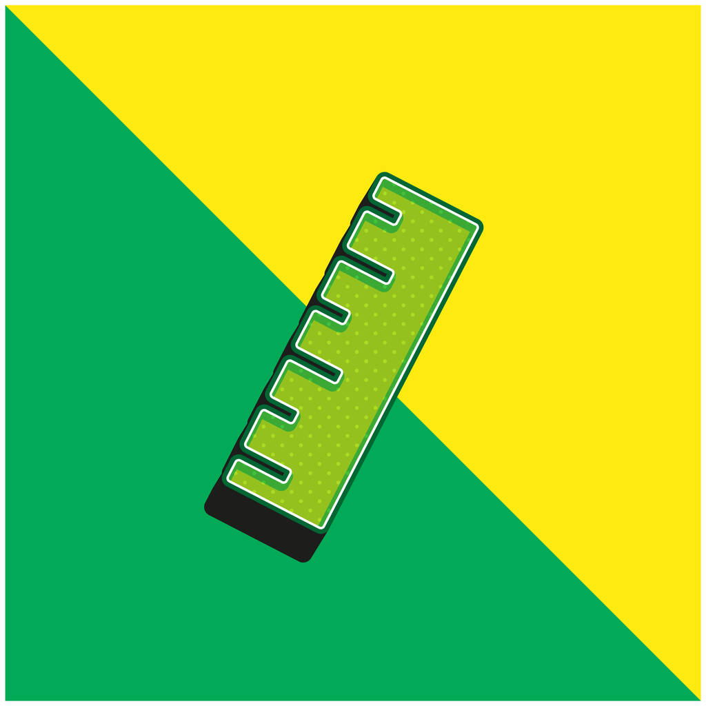 Μαύρο Ruler Πράσινο και κίτρινο σύγχρονο 3d διάνυσμα εικονίδιο λογότυπο - Διάνυσμα, εικόνα