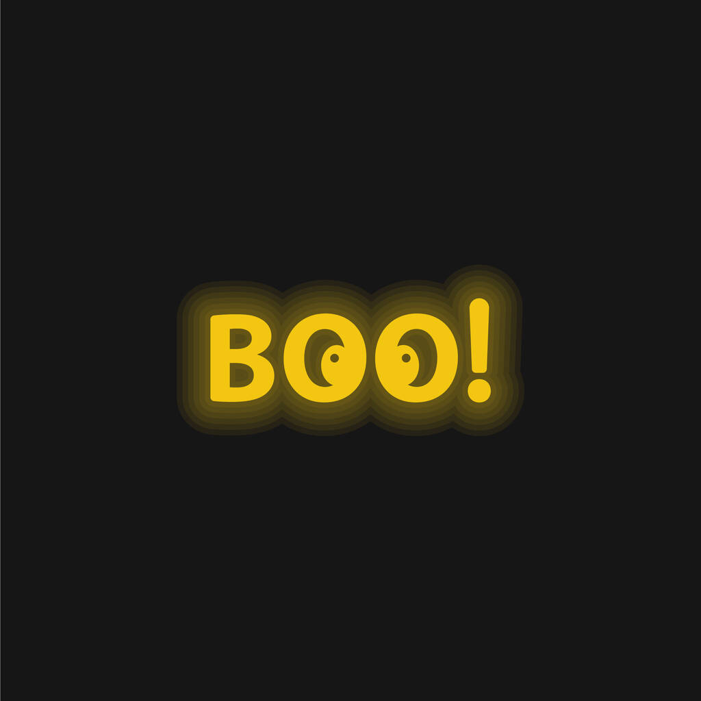 Boo yellow izzó neon ikon - Vektor, kép