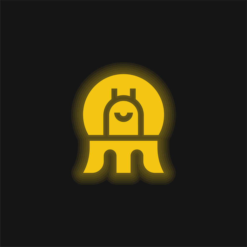 Alien yellow glowing neon icon - Vector, Image