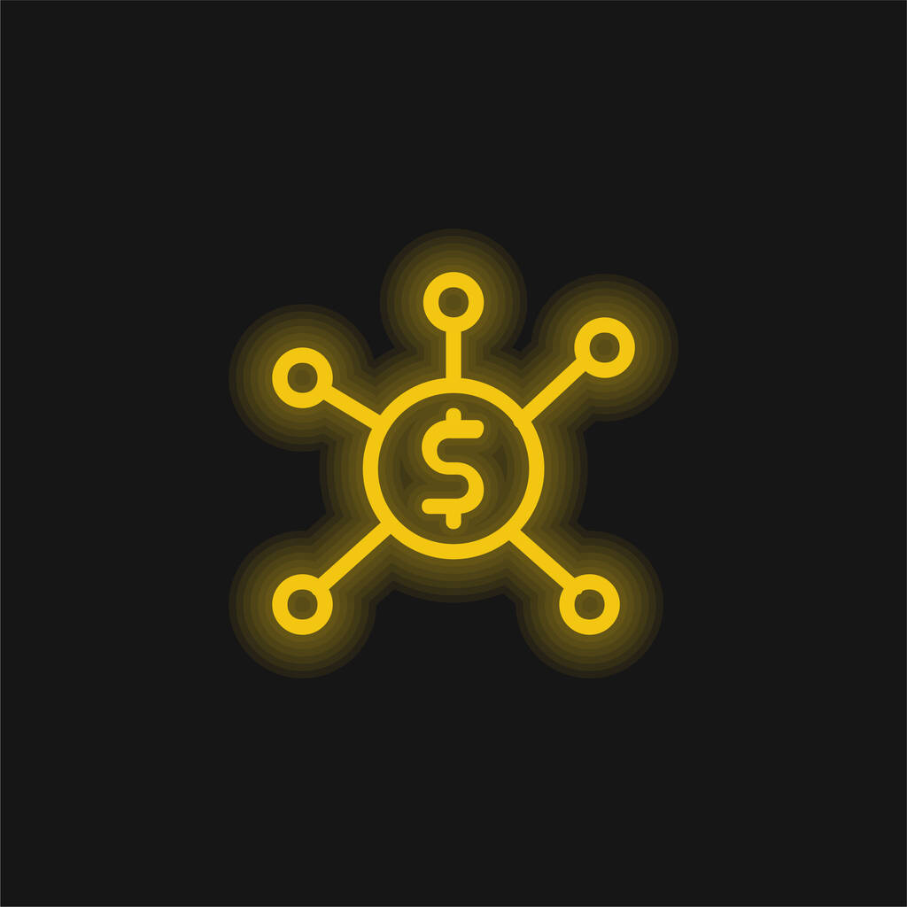 Bankár sárga izzó neon ikon - Vektor, kép