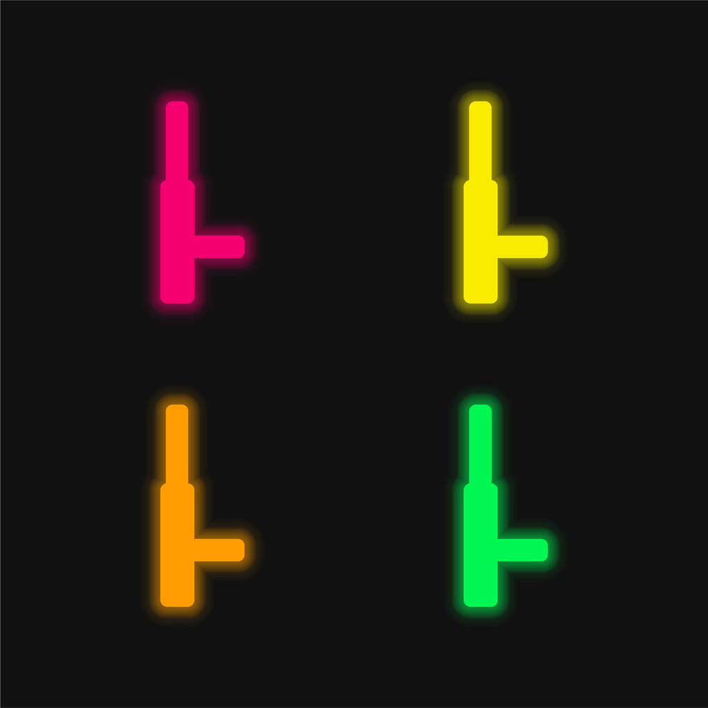 Baton négy színű izzó neon vektor ikon - Vektor, kép