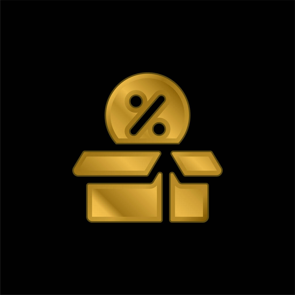 Laatikko kullattu metallinen kuvake tai logo vektori - Vektori, kuva