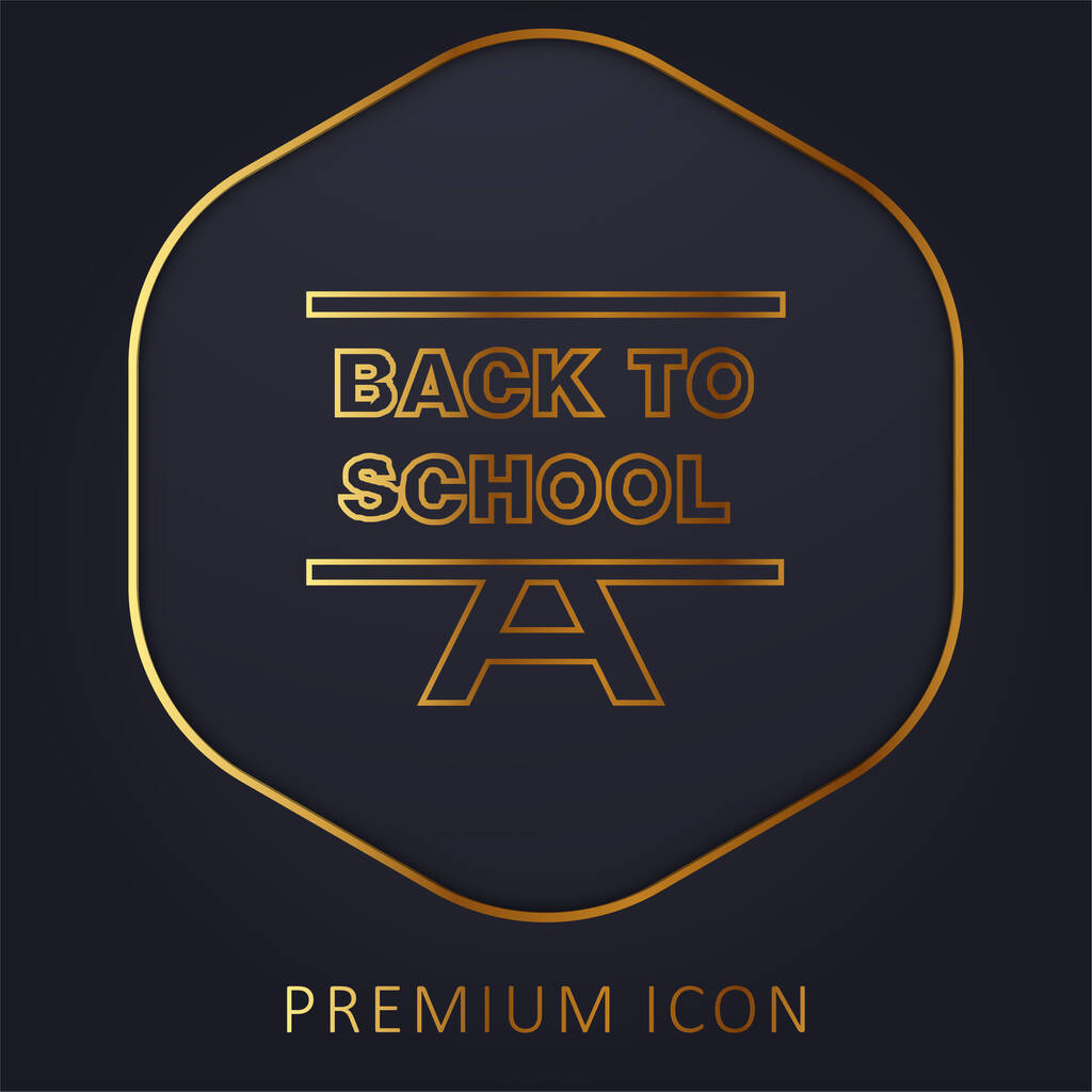 Volver a la escuela línea de oro logotipo premium o icono - Vector, imagen