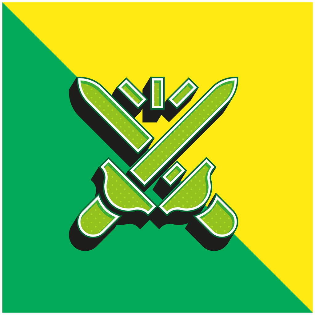 Battle Groen en geel modern 3D vector pictogram logo - Vector, afbeelding