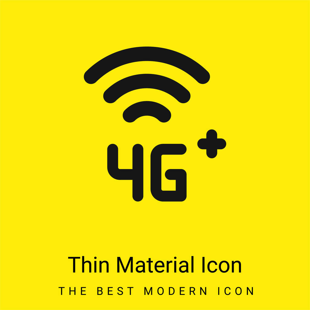 4g Plus minimal bright yellow material icon - Vector, Image