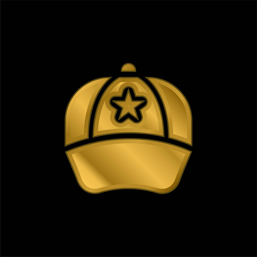 Beyzbol Cap altın kaplama metalik simge veya logo vektörü - Vektör, Görsel