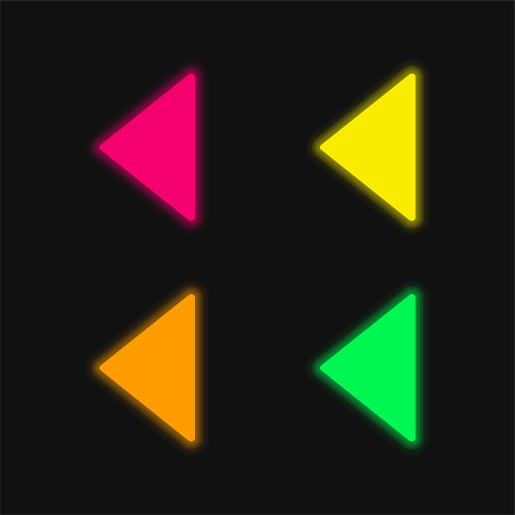 Indietro Freccia riempita quattro colori incandescente icona vettoriale al neon - Vettoriali, immagini