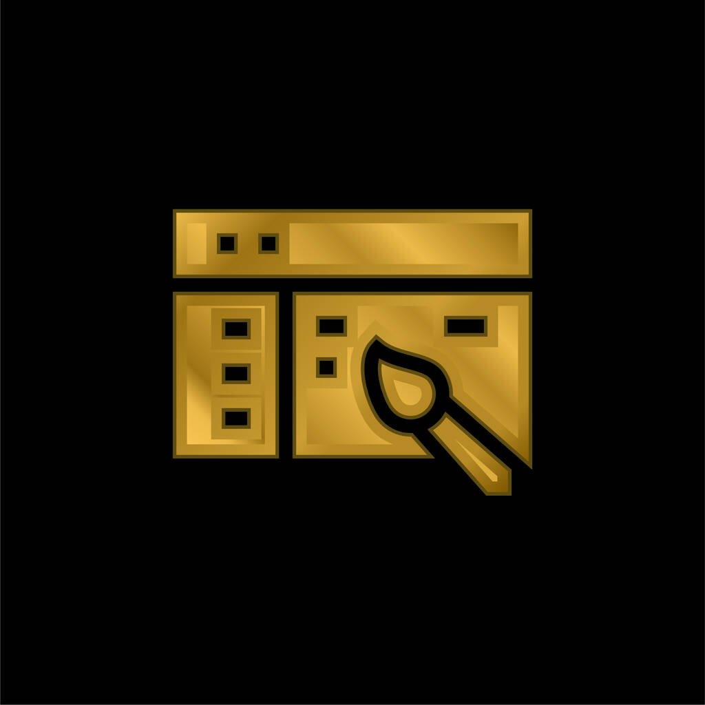 Diseño de la aplicación chapado en oro icono metálico o logo vector - Vector, imagen