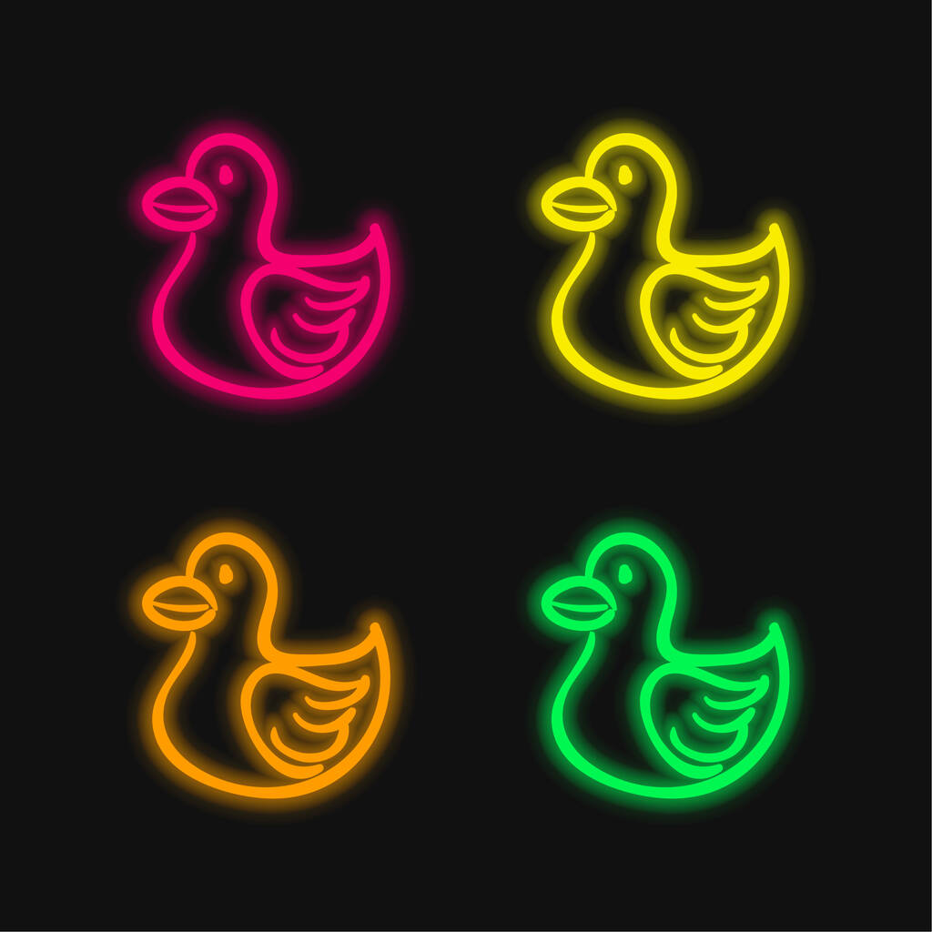 Madár állat alakja Toy négy színű izzó neon vektor ikon - Vektor, kép