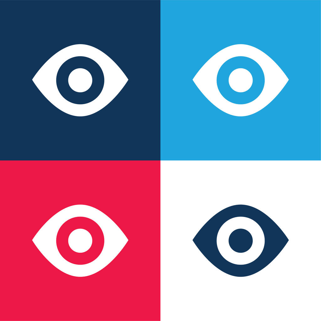 Black Eye blue and red four color minimal icon set - Vector, Image