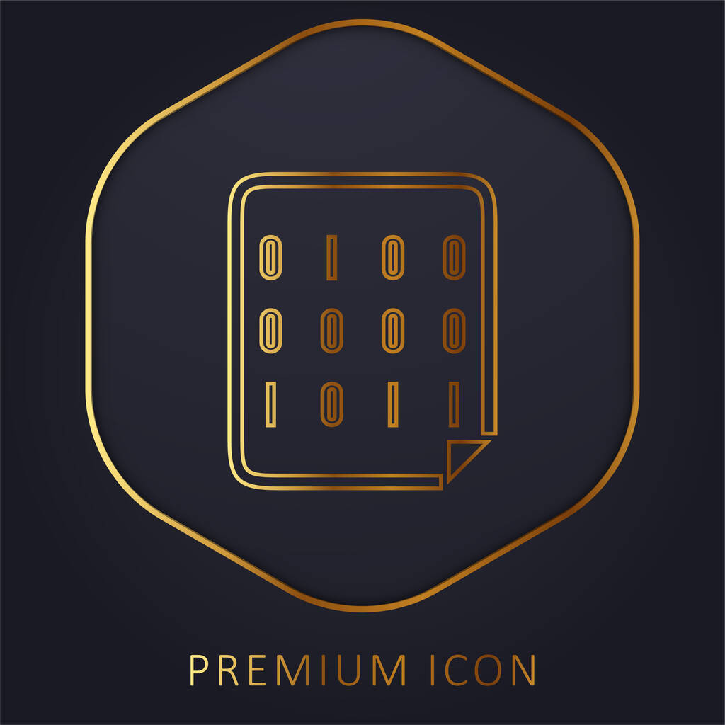 Binary Code gouden lijn premium logo of pictogram - Vector, afbeelding