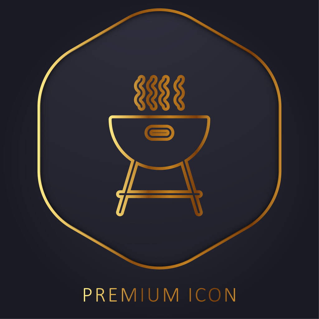 Barbecue linha dourada logotipo premium ou ícone - Vetor, Imagem