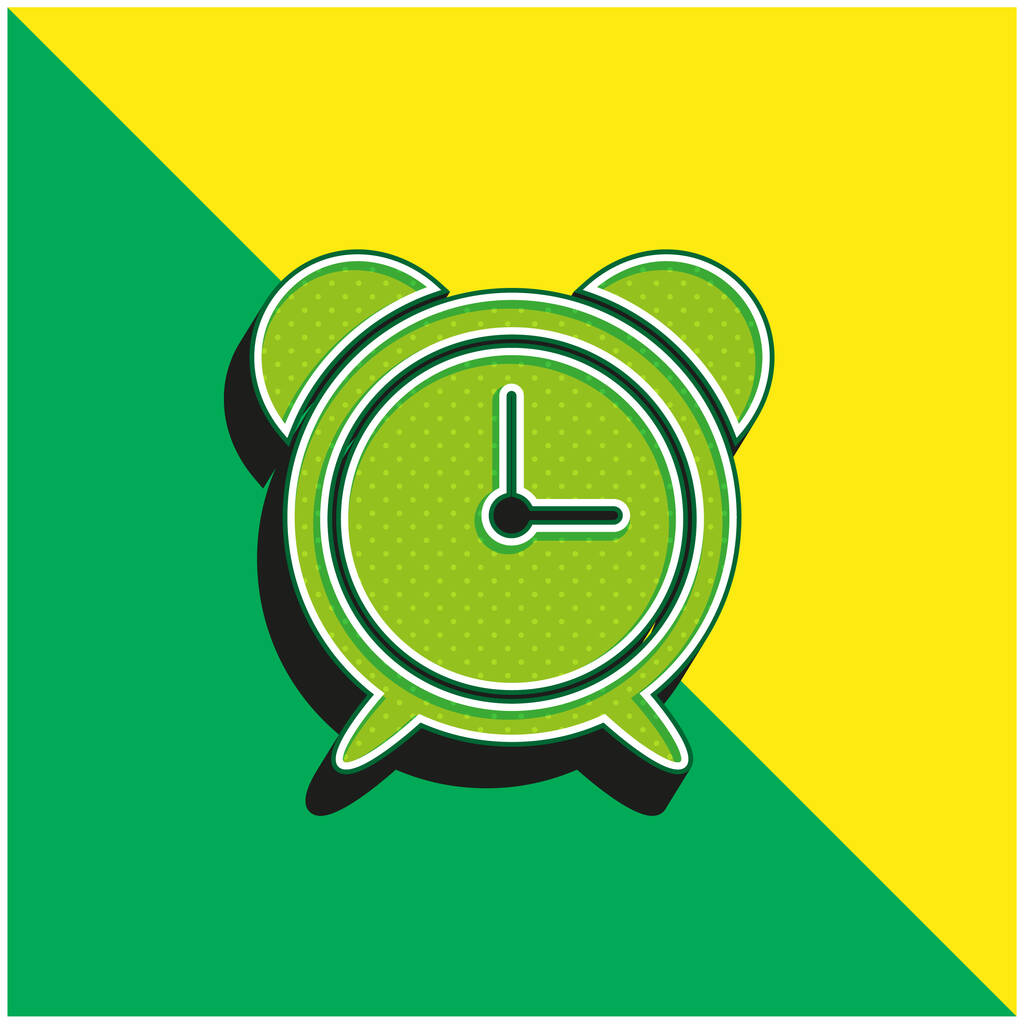 Großer Wecker Grünes und gelbes modernes 3D-Vektorsymbol-Logo - Vektor, Bild