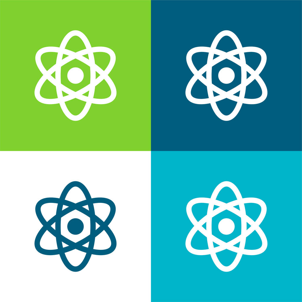 Atom Flat vier kleuren minimale pictogram set - Vector, afbeelding