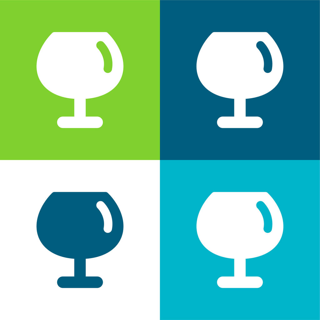 Четырехцветный минимальный набор значков Big Wine Glass Flat - Вектор,изображение