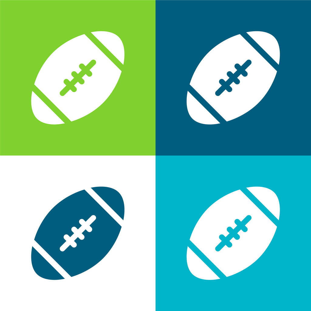 American Football Flat cztery kolory minimalny zestaw ikon - Wektor, obraz