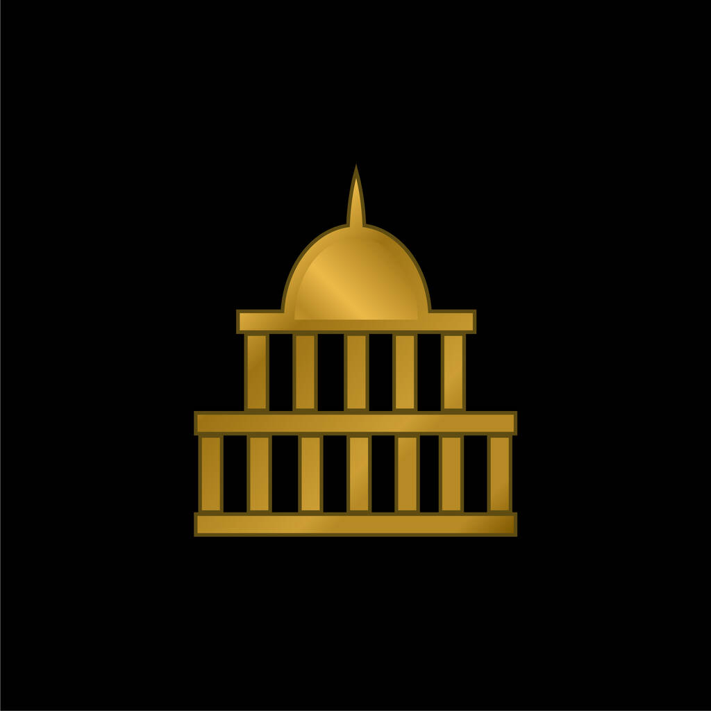 Rząd amerykański Budowa pozłacanej ikony metalicznej lub wektora logo - Wektor, obraz