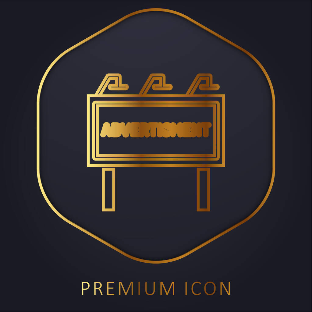 Anúncios linha dourada logotipo premium ou ícone - Vetor, Imagem