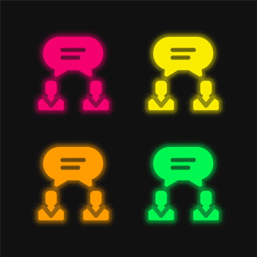 Dohoda čtyři barvy zářící neonový vektor ikona - Vektor, obrázek